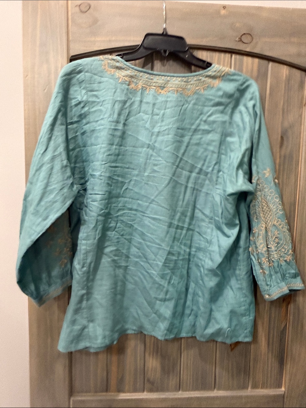 J. Jill Teal Embroidered V-Neck Tunic - Picture 7 of 7